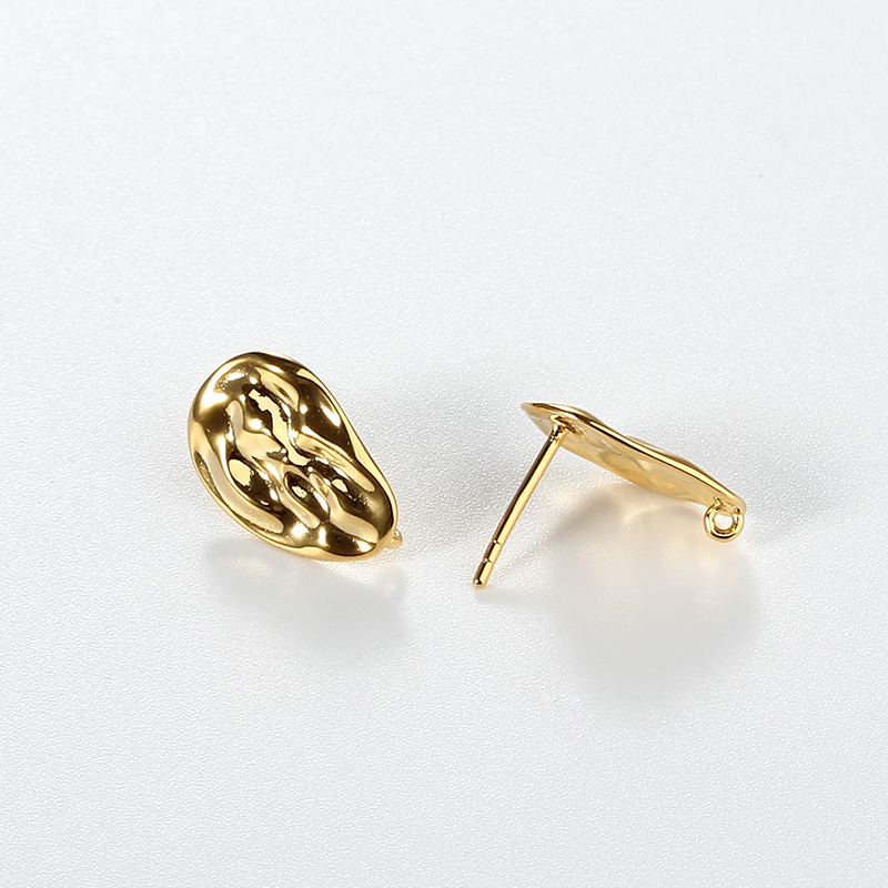 925 Sterling Silver Organic Textured Irregular Oval Earstud Findings