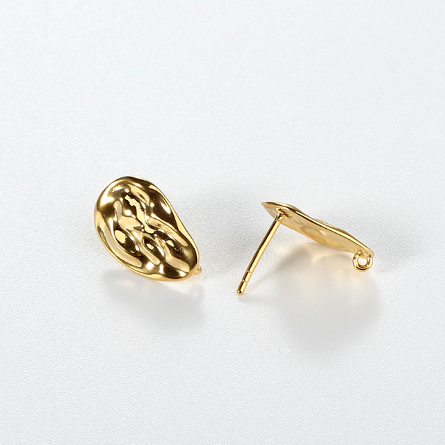 925 Sterling Silver Organic Textured Irregular Oval Earstud Findings