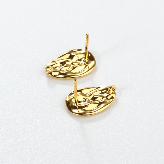 925 Sterling Silver Organic Textured Irregular Oval Earstud Findings