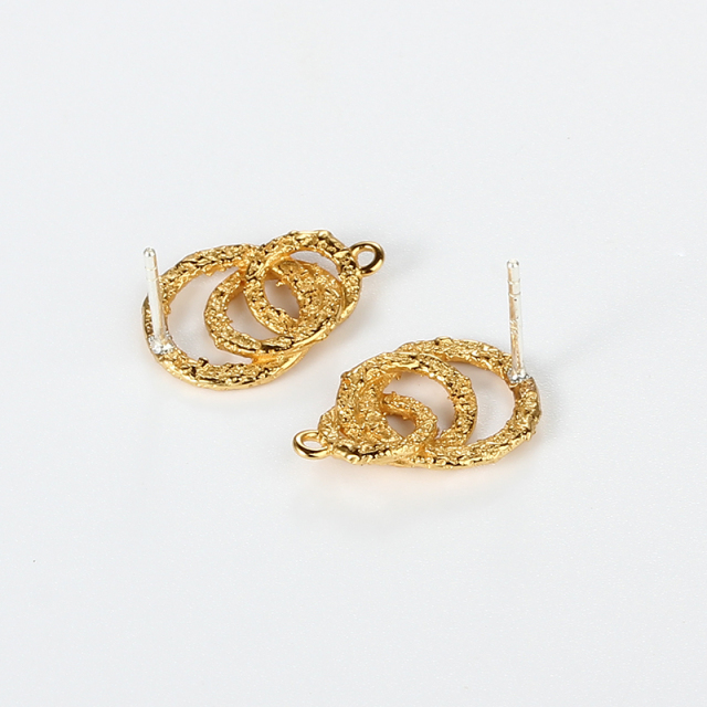 925 Sterling Silver Artisan Layered Circle Earstud Findings