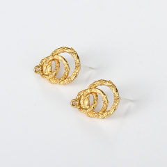 925 Sterling Silver Artisan Layered Circle Earstud Findings