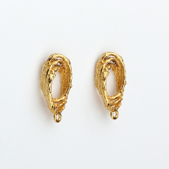 925 Sterling Silver Hammered Textured Layered Oval Earstud Findings