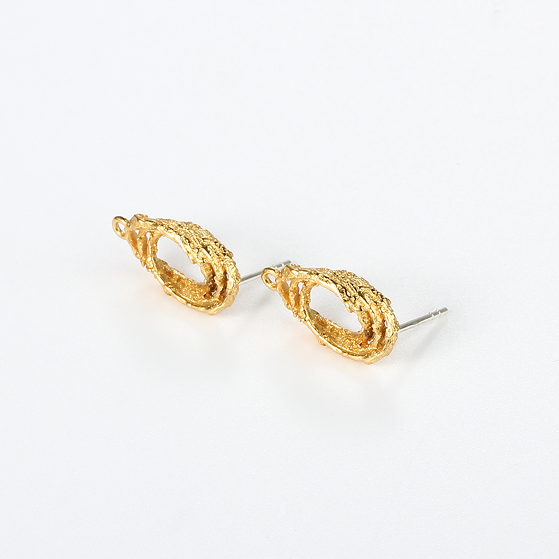 925 Sterling Silver Hammered Textured Layered Oval Earstud Findings