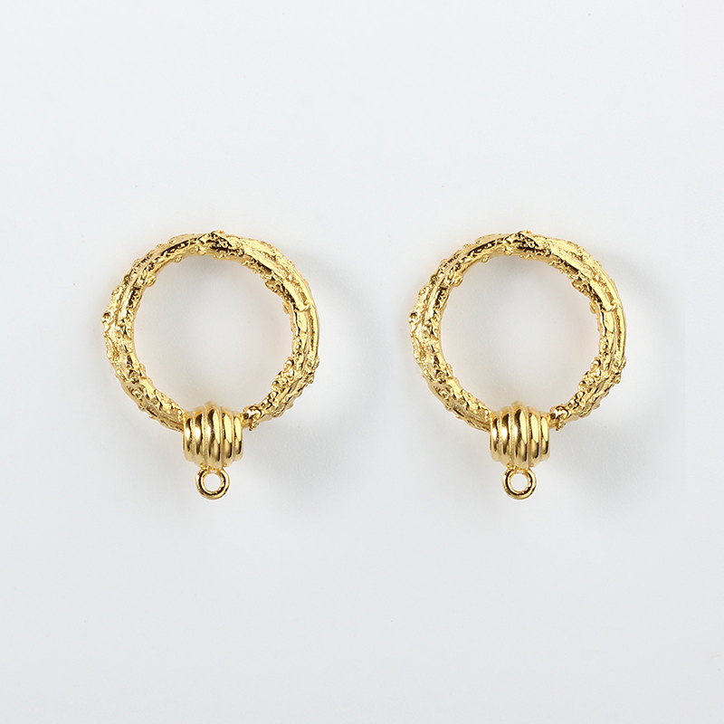 925 Sterling Silver Hammered Textured Hoop Earstud Findings