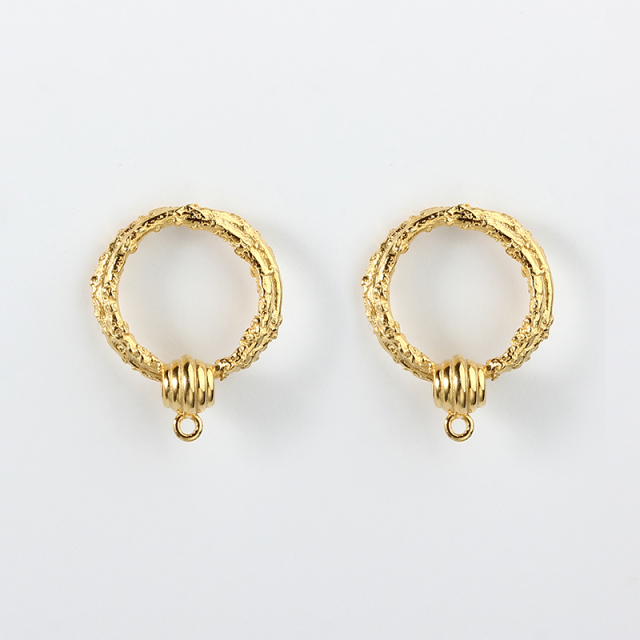 925 Sterling Silver Hammered Textured Hoop Earstud Findings