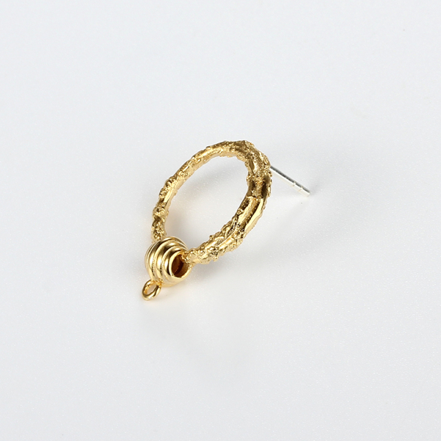 925 Sterling Silver Hammered Textured Hoop Earstud Findings