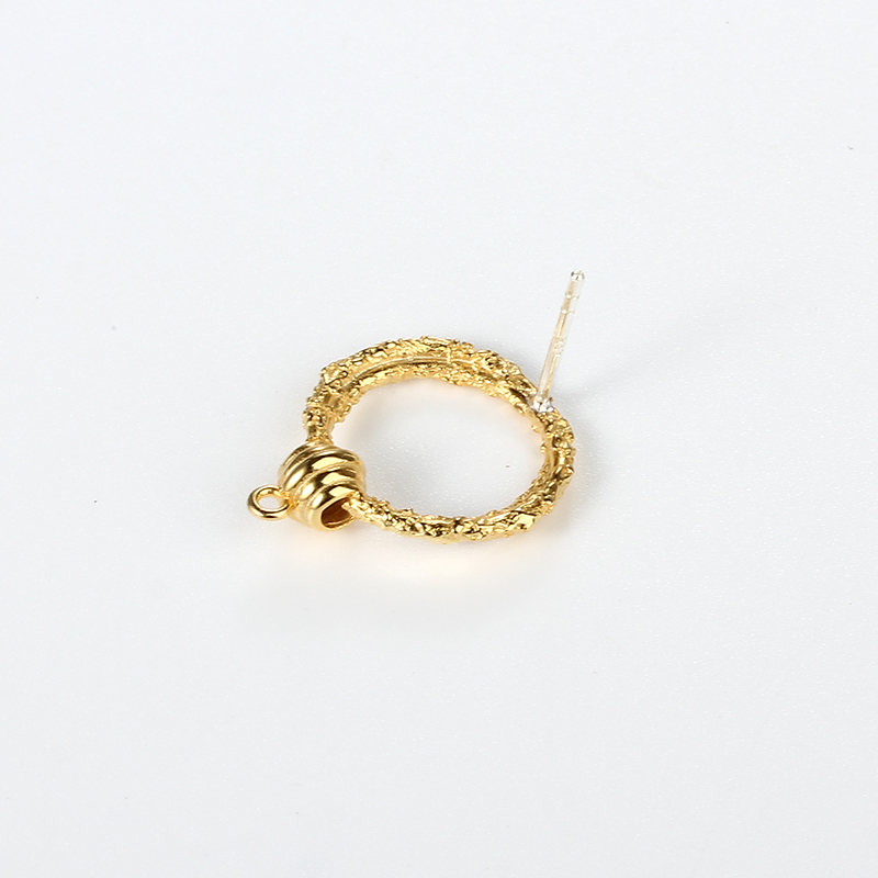 925 Sterling Silver Hammered Textured Hoop Earstud Findings