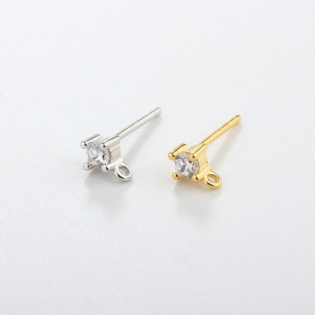 925 Sterling Silver 3.0mm CZ Earstud Findings