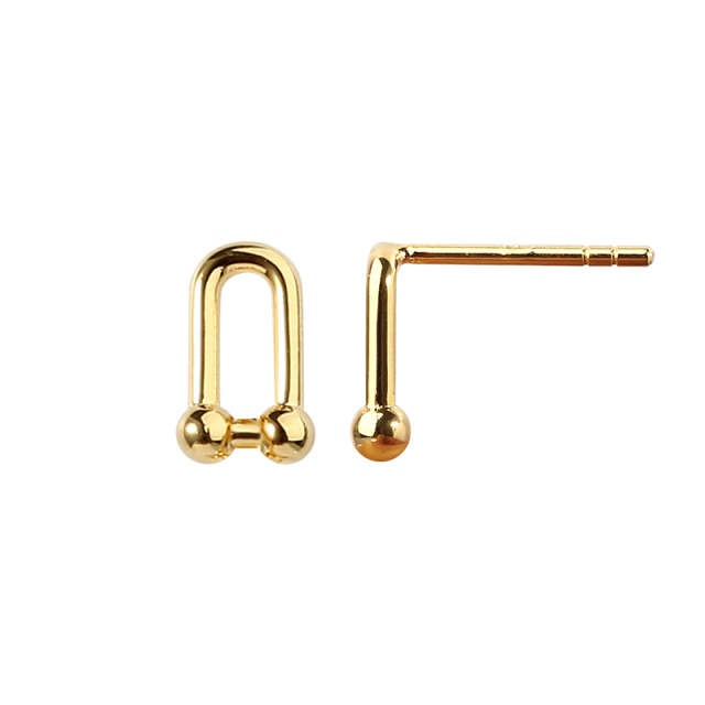 925 Sterling Silver U-Shaped Double Bar Earstud Findings