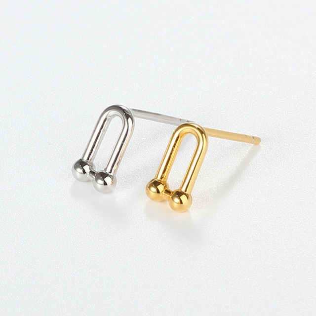 925 Sterling Silver U-Shaped Double Bar Earstud Findings