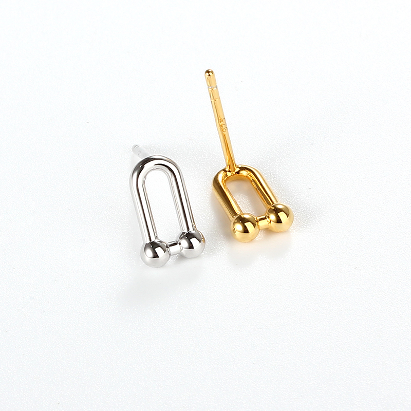 925 Sterling Silver U-Shaped Double Bar Earstud Findings