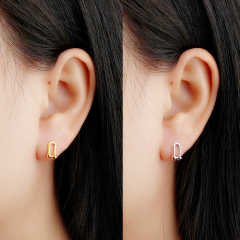 925 Sterling Silver U-Shaped Double Bar Earstud Findings