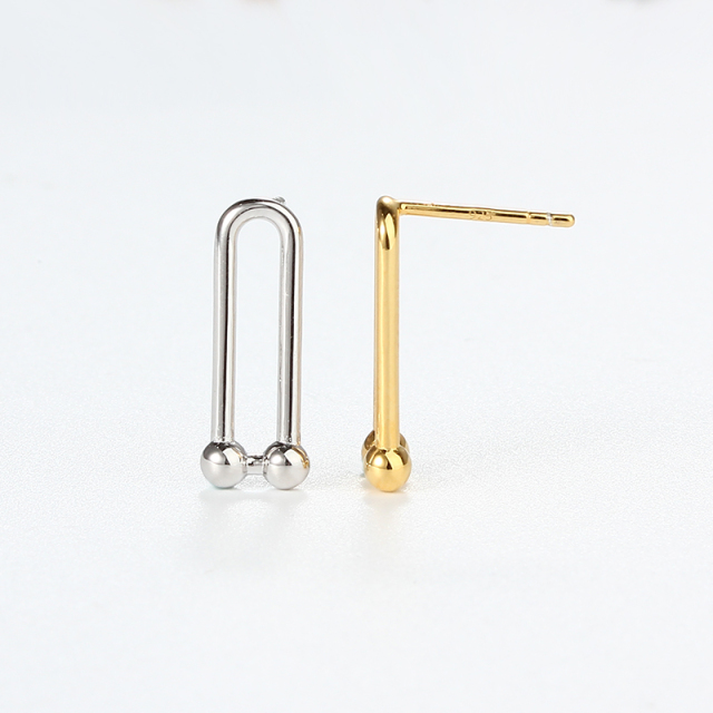 925 Sterling Silver U-Shaped Double Bar Earstud Findings