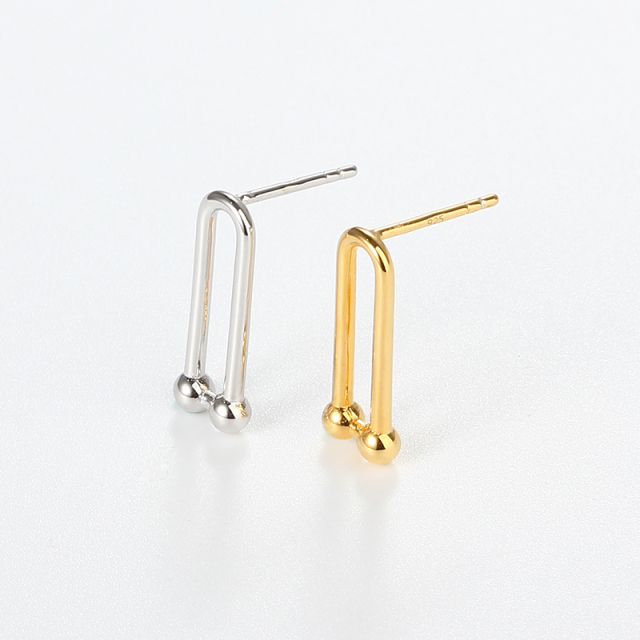 925 Sterling Silver U-Shaped Double Bar Earstud Findings