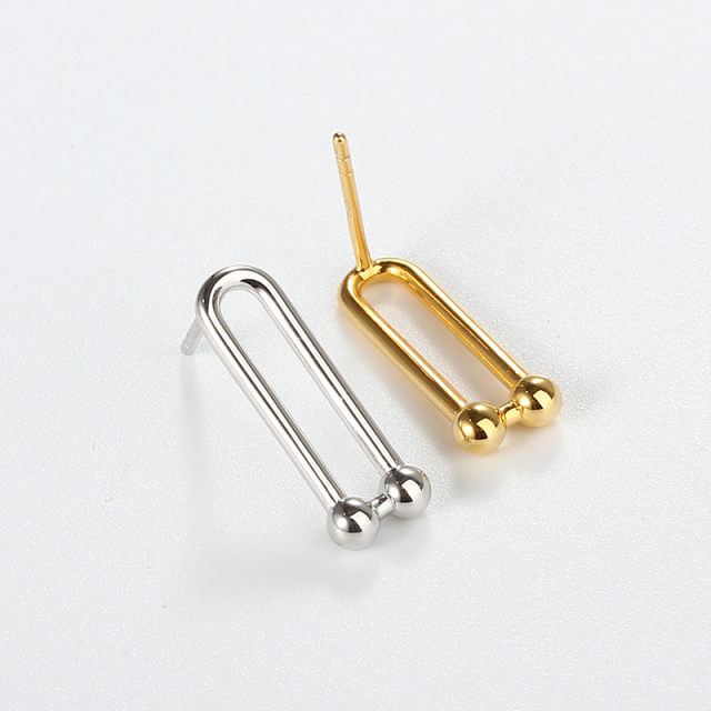 925 Sterling Silver U-Shaped Double Bar Earstud Findings