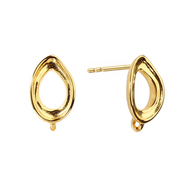 925 Sterling Silver Irregular Oval Earstud Findings