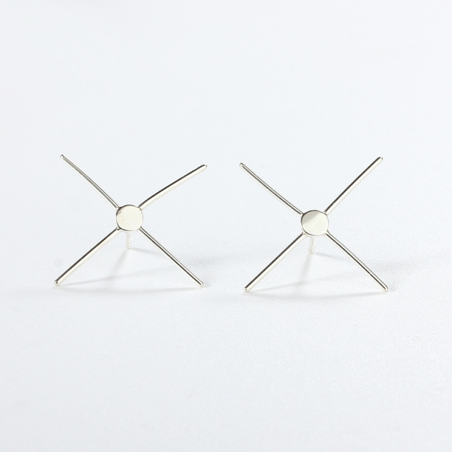 925 Sterling Silver Minimalist 4-Bar Earstud Findings