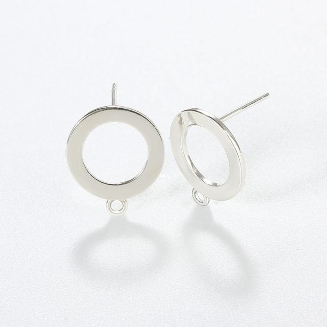 925 Sterling Silver Flat Circle Earstud Findings