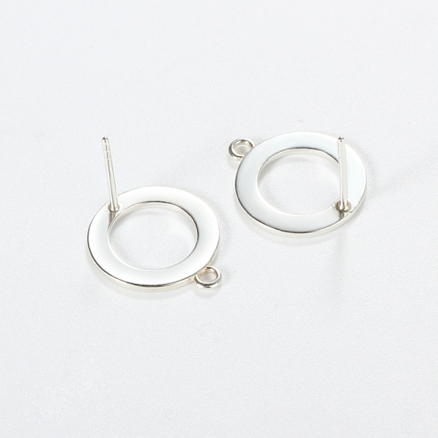 925 Sterling Silver Flat Circle Earstud Findings