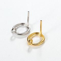 925 Sterling Silver Hollow Circle Earstud Findings