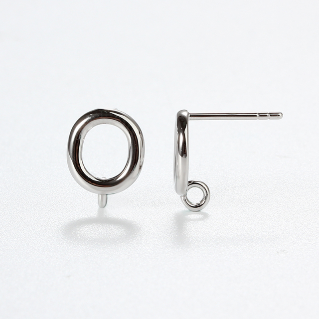 925 Sterling Silver Hollow Circle Earstud Findings