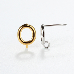 925 Sterling Silver Hollow Circle Earstud Findings