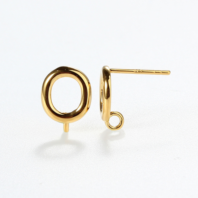 925 Sterling Silver Hollow Circle Earstud Findings