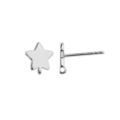 925 Sterling Silver Minimalist Five-Pointed Star Earstud Findings