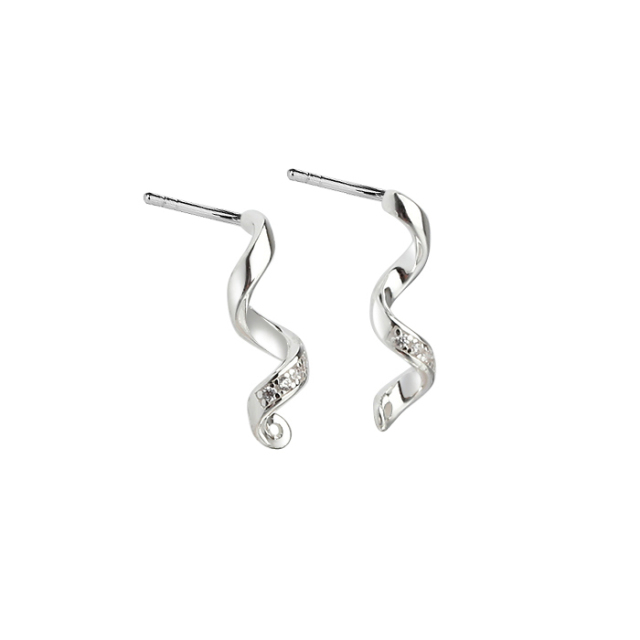 925 Sterling Silver Twisted Spiral Earstud Findings