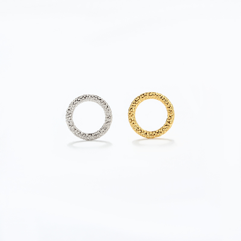 925 Sterling Silver Hammered Textured Open Circle Earstud Findings
