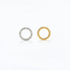 925 Sterling Silver Hammered Textured Open Circle Earstud Findings