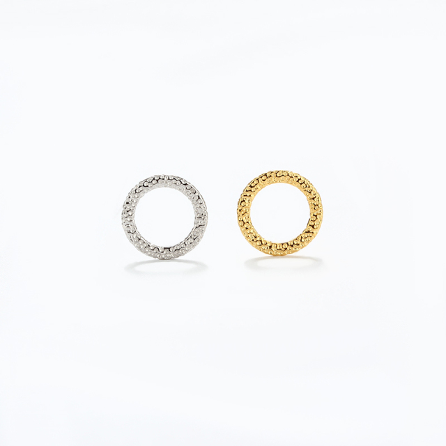 925 Sterling Silver Hammered Textured Open Circle Earstud Findings