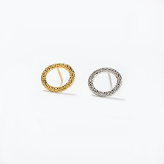 925 Sterling Silver Hammered Textured Open Circle Earstud Findings