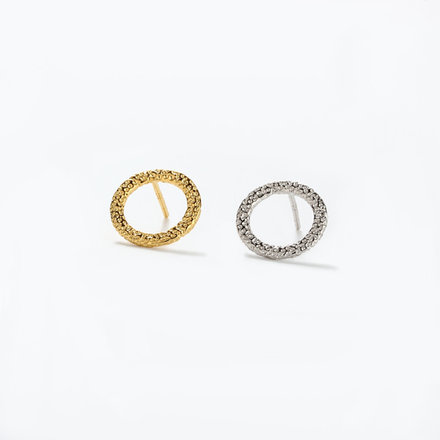 925 Sterling Silver Hammered Textured Open Circle Earstud Findings