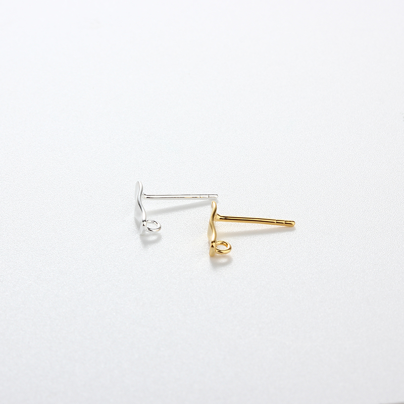 925 Sterling Silver Curved Bar Earring Posts with Loop