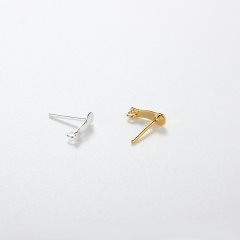 925 Sterling Silver Curved Bar Earring Posts with Loop