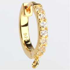 925 Sterling Silver 13mm CZ huggie hoop earring findings