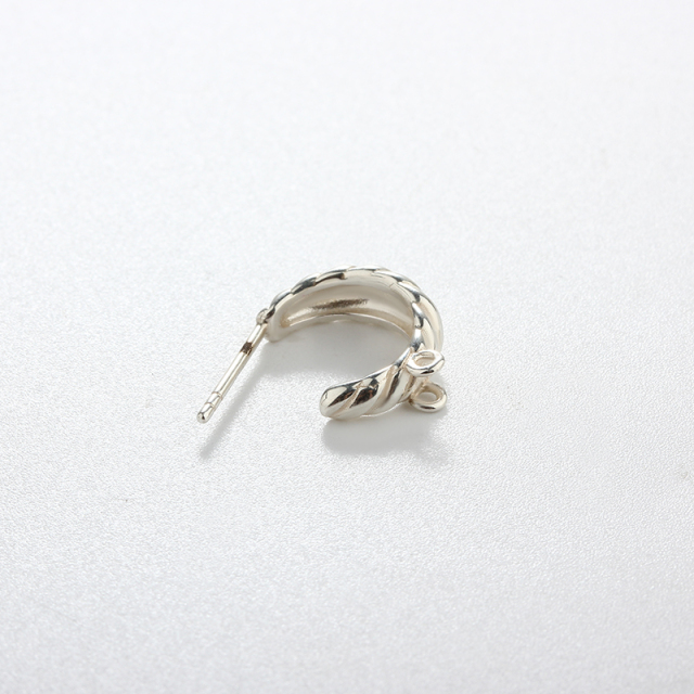 925 Sterling Silver Twisted Croissant Earstud Findings