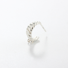 925 Sterling Silver Twisted Croissant Earstud Findings