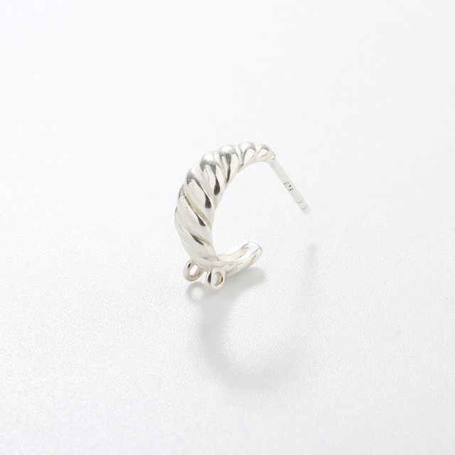 925 Sterling Silver Twisted Croissant Earstud Findings