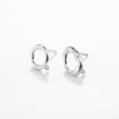 925 Sterling Silver Irregular Hammered Oval Earstud Findings