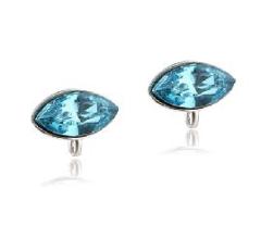 925 Sterling Silver Marquise Cut Blue Crystal Earstud Findings