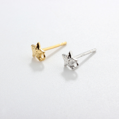 925 Sterling Silver Hammered Star Earring Findings Studs