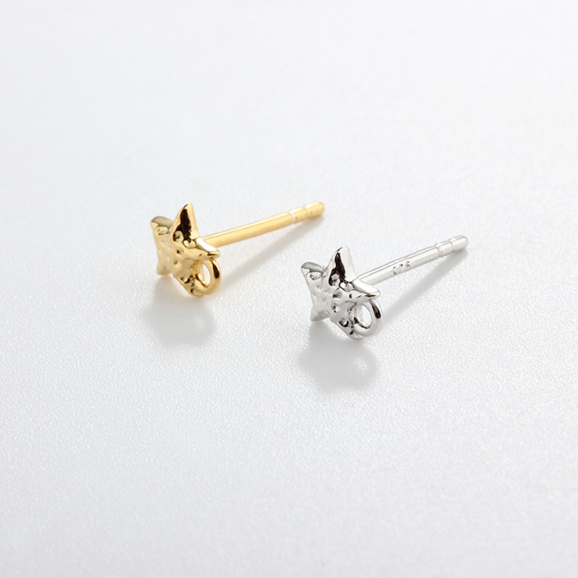 925 Sterling Silver Hammered Star Earring Findings Studs