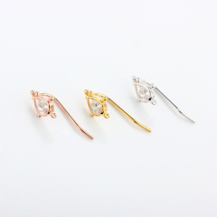 925 Sterling Silver Pear CZ Earrings Hook Findings