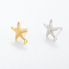 925 Sterling Silver Hammered Ocean Starfish Earrings Studs Findings