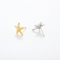 925 Sterling Silver Hammered Ocean Starfish Earrings Studs Findings