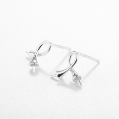 925 Sterling Silver Knot Two Pearl Studs Earring Findings