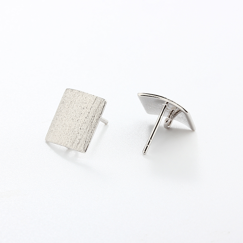 925 Sterling Silver Square 12mm Earrings Studs Findings