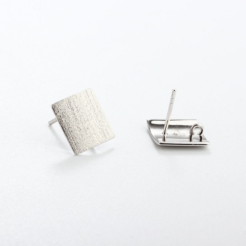 925 Sterling Silver Square 12mm Earrings Studs Findings